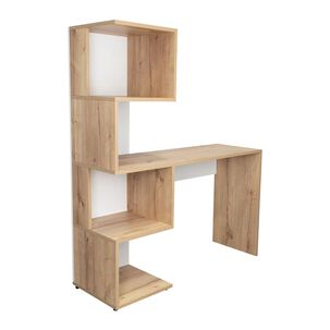 Escritorio Bibloteca 142,6x120x41,8 Cm Caf&eacute; Claro Y Blanco