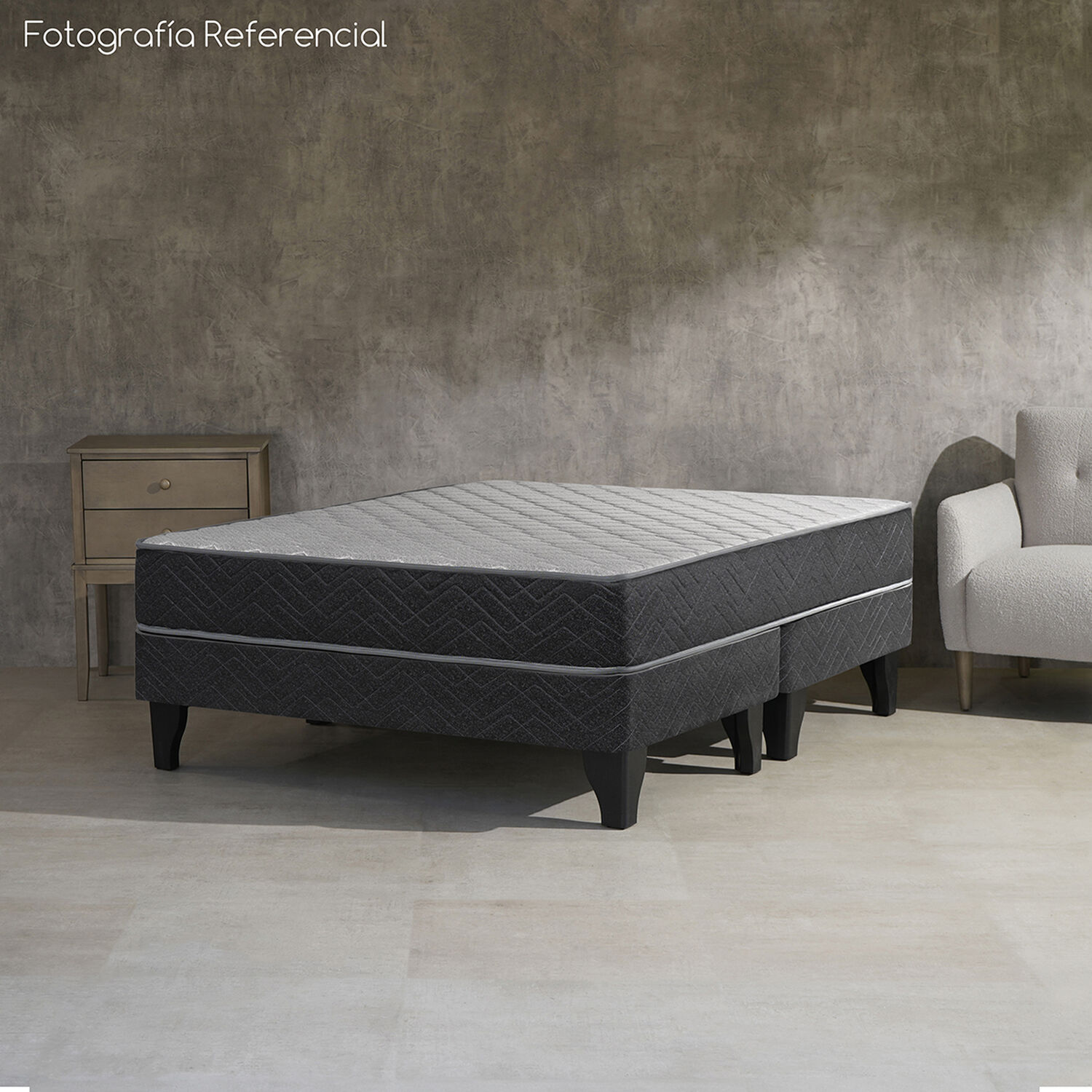 Cama Europea Celta Apolo Black / 2 Plazas / Base Dividida + Set de Maderas Dakar image number 3.0
