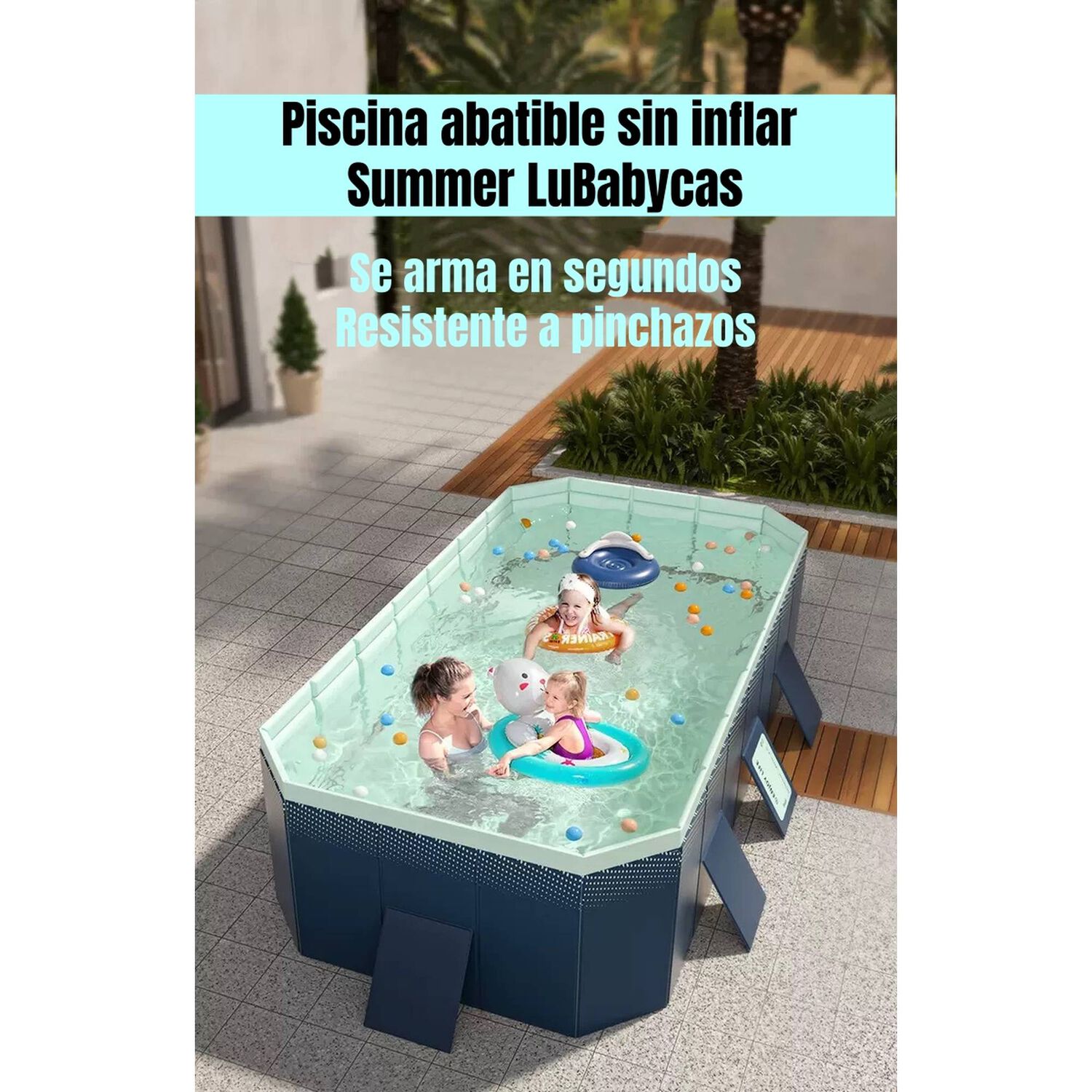 Piscina Plegable No Requiere Inflado 210cm Ni&ntilde;os Lubabycas image number 2.0