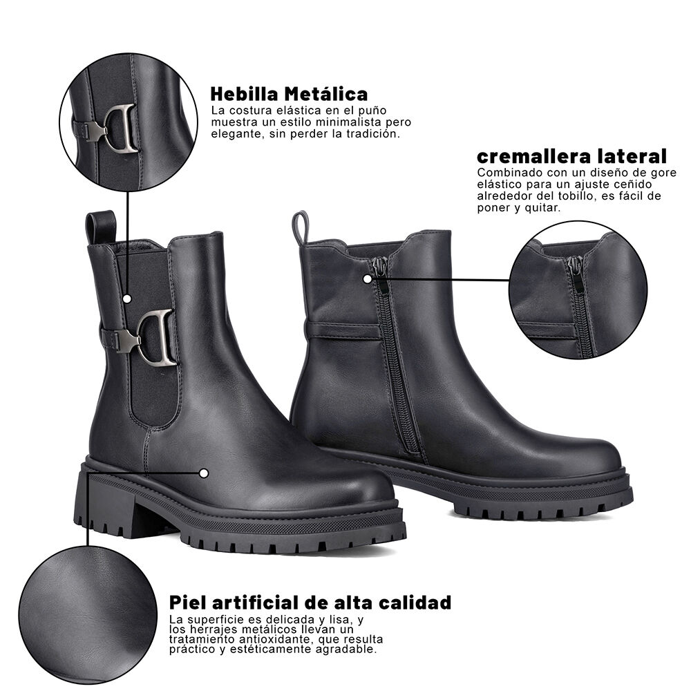 Botin Casual Mujer Eco Cuero Con Felpa Comodo Weide Zs60 image number 7.0