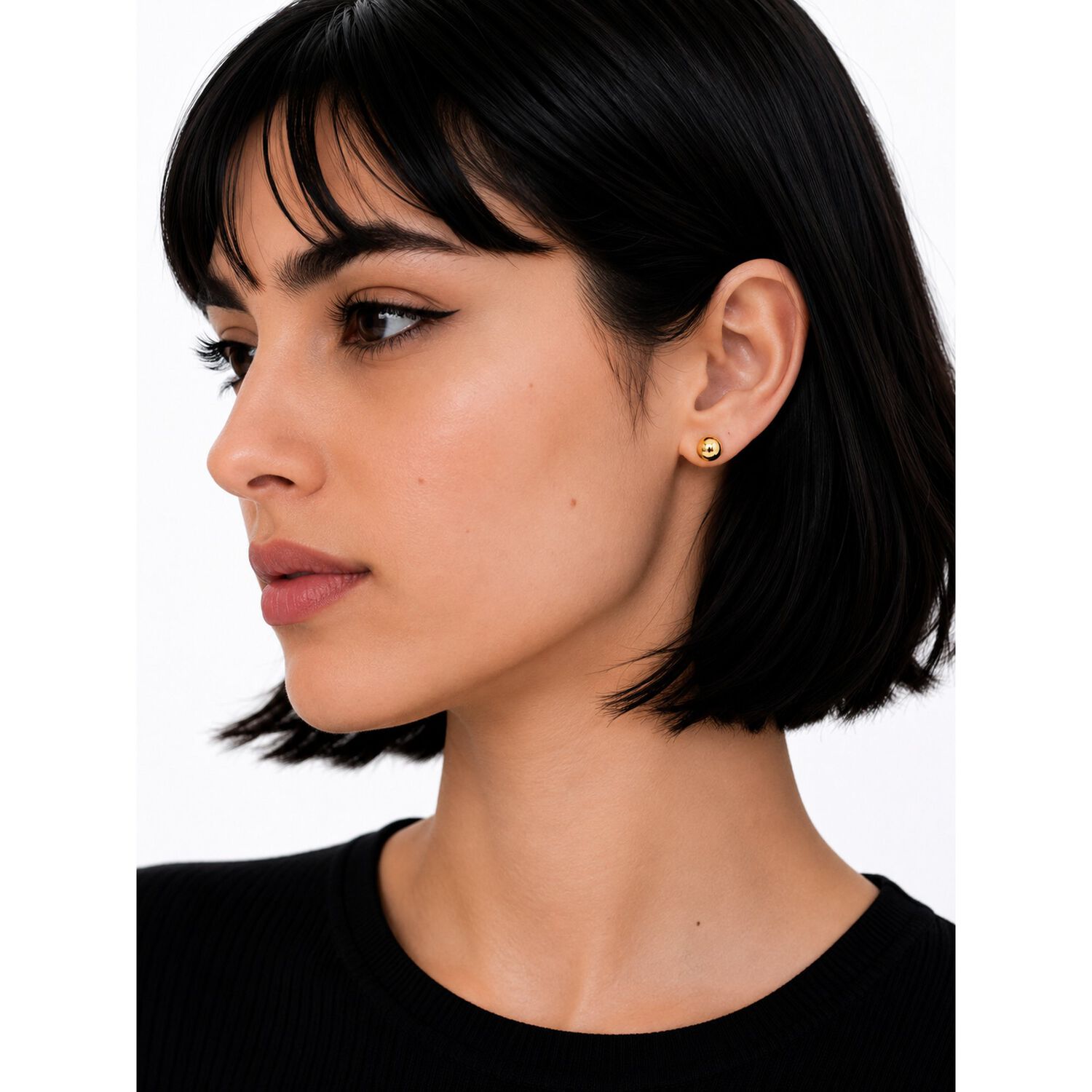 Aros Bolita 8mm N6 Oro 18k 1.20g Juvenil Mujer Hipoalerg&eacute;nic Dorado image number 5.0