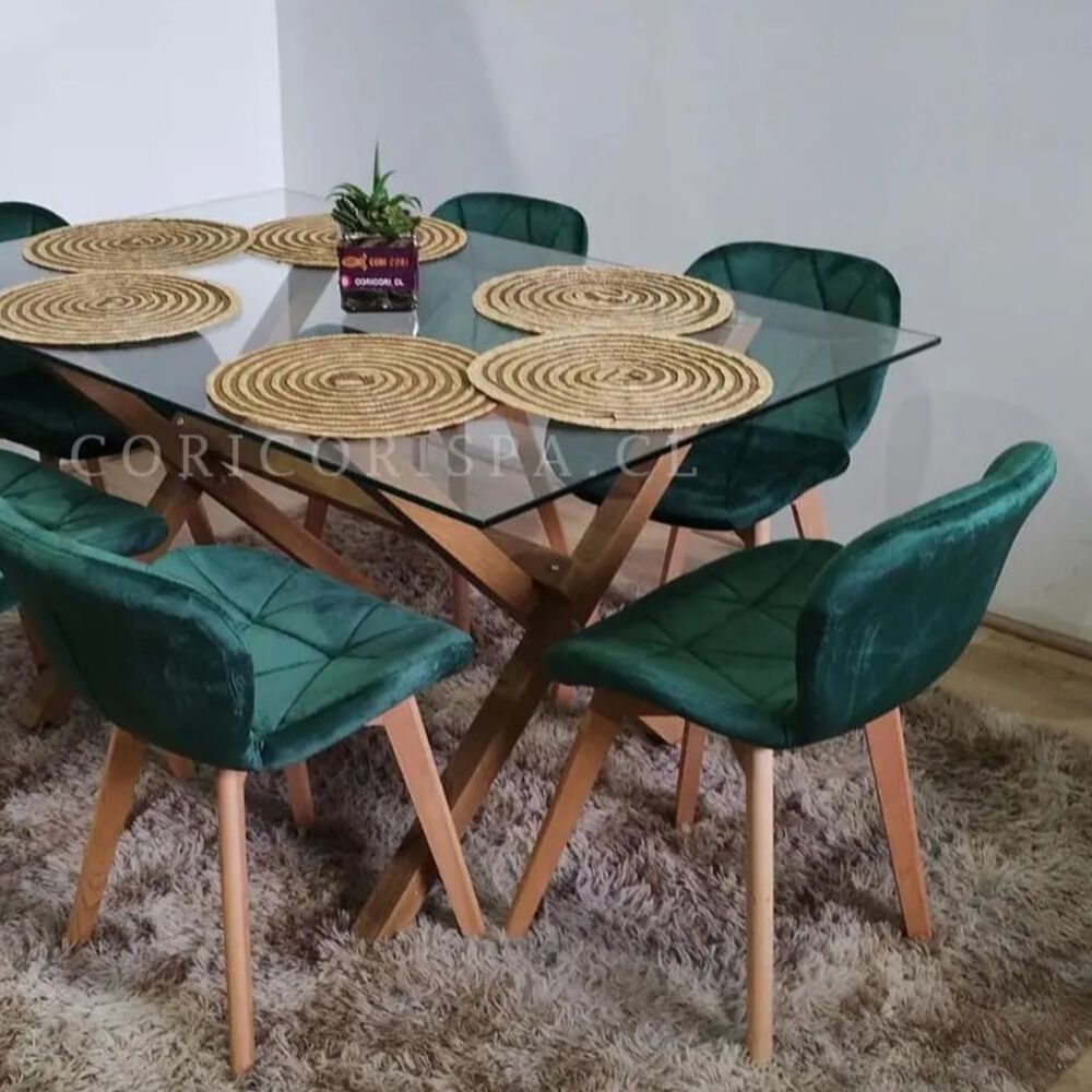 Comedor Medlock 120x80cm + 4 Sillas Mariposa Velvet Verde image number 1.0