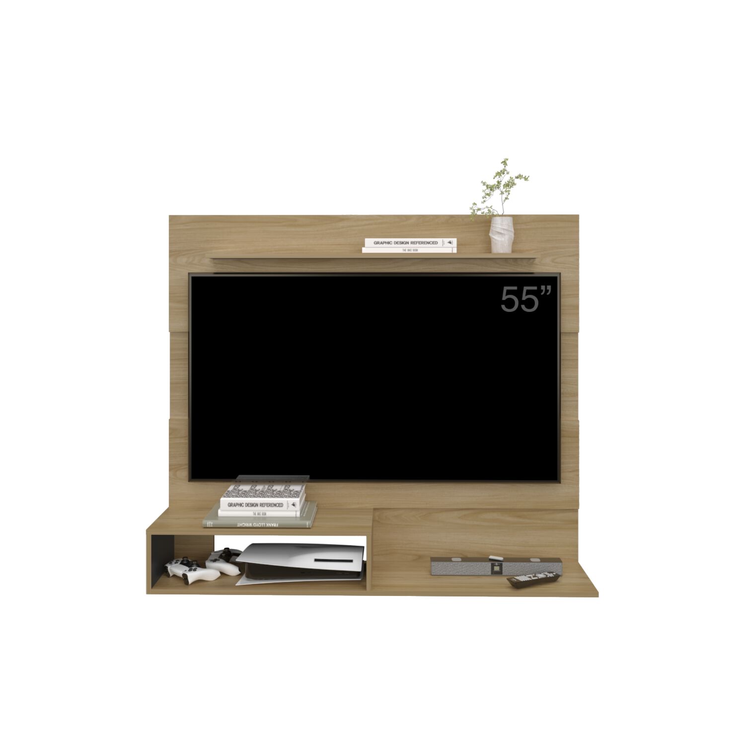 Panel Tv 55" 120x150x31,5 Cm Fm-001o Caf&eacute; Claro Y Negro image number 1.0