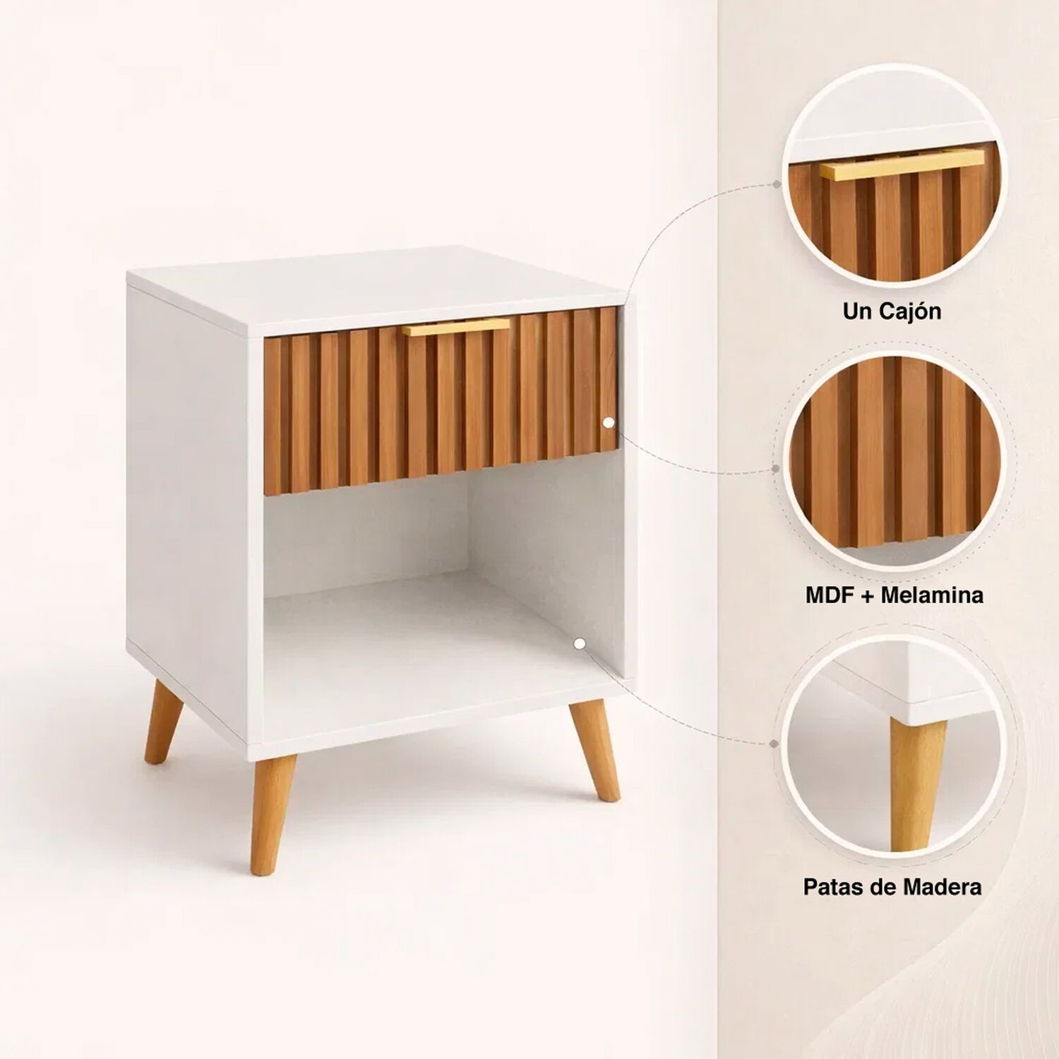 Velador Toulouse Blanco / Madera image number 4.0