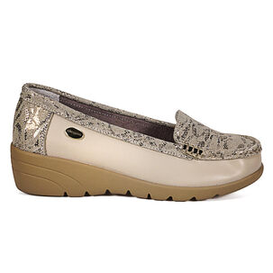 Mocasín Cuero Eliette Beige Snake