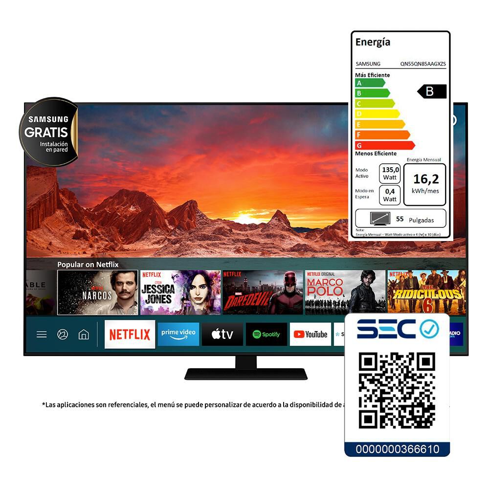 Neo Qled Samsung Qn85a / 55 / Ultra Hd / 4k / Smart Tv image number 9.0