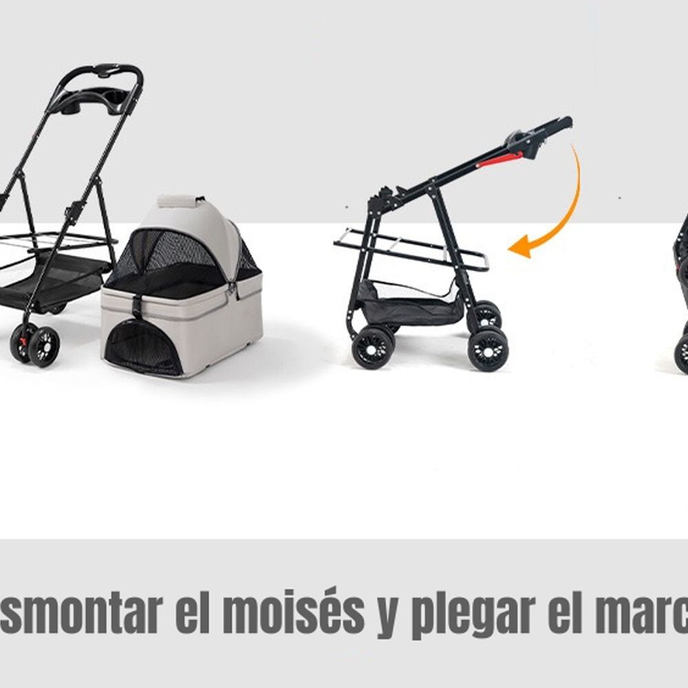 Coche Para Mascotas Perros Gatos 2 En 1 Lubabycas Gris image number 5.0