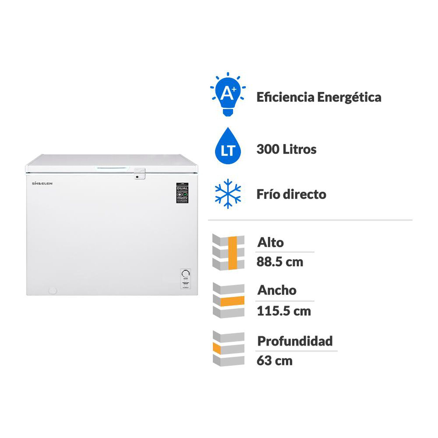 Freezer Horizontal Sindelen SFH-302BL / Fr&iacute;o Directo / 300 Litros / A+ image number 1.0