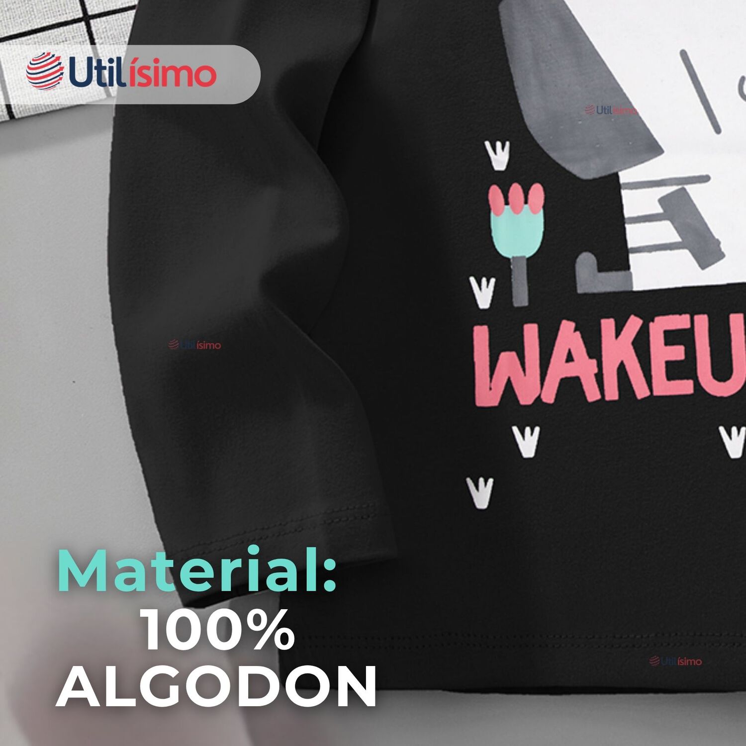 Polera Manga Larga Ni&ntilde;a 100% Algod&oacute;n Unicornios Negro Camiseta image number 7.0