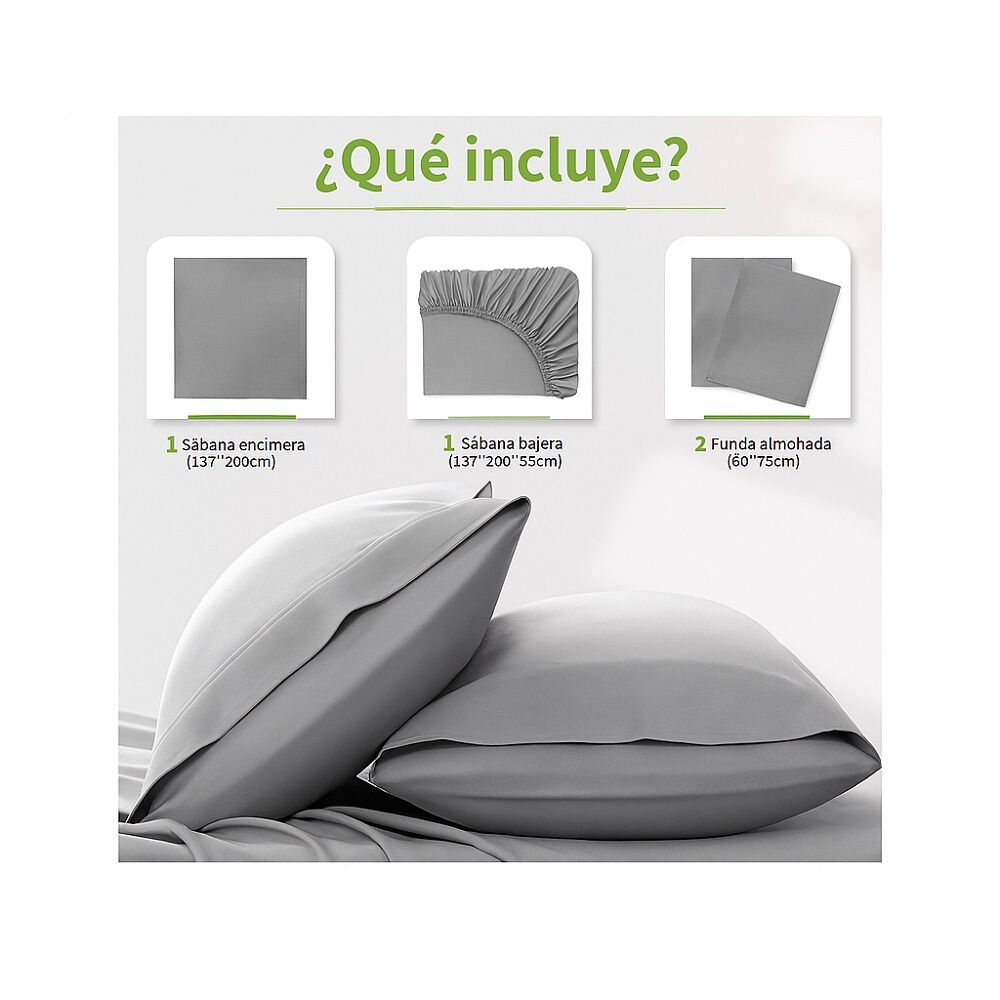 Juego De S&aacute;bana 200 Hilos 2 Plazas 4 Piezas Variedad Colores image number 11.0