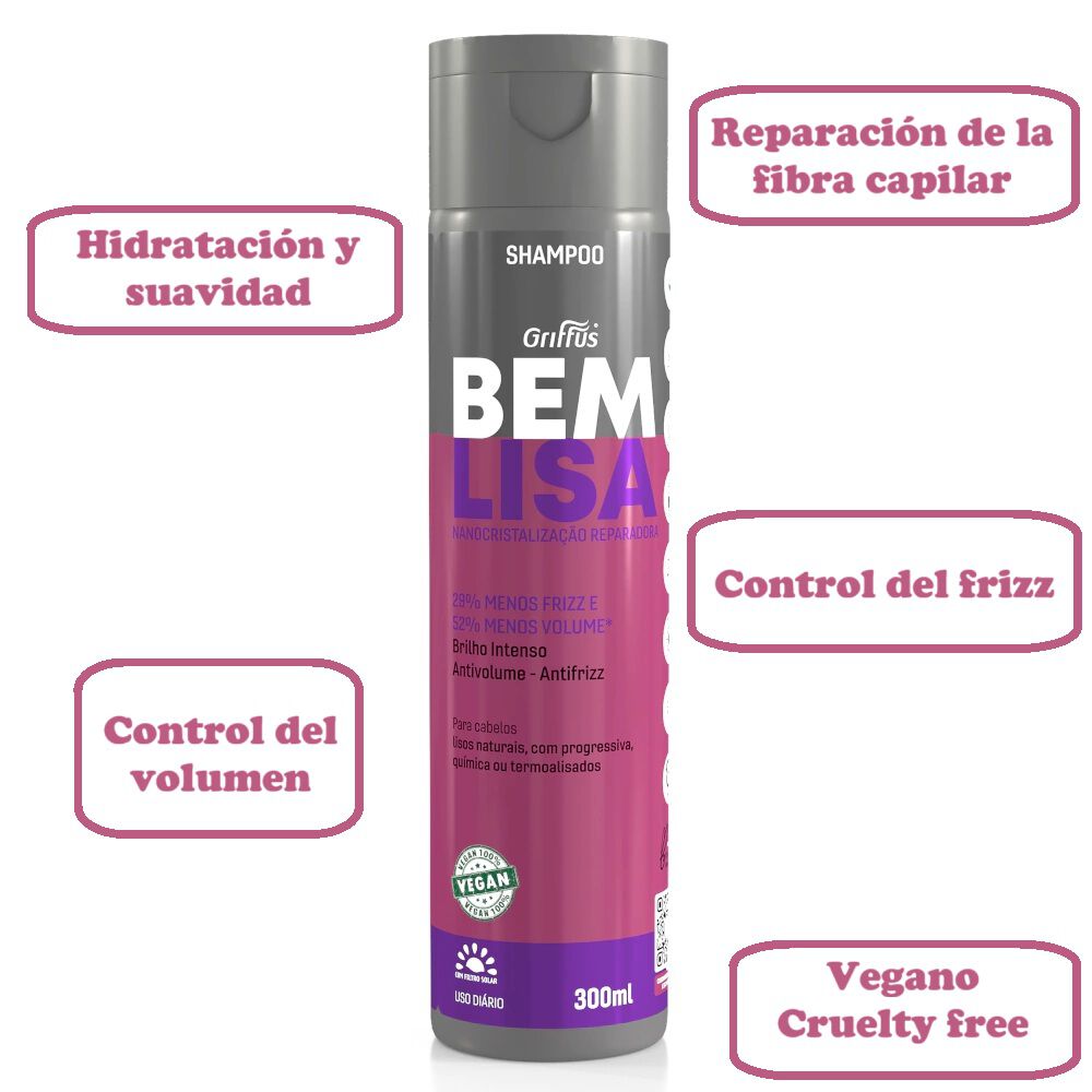 Shampoo Bem Lisa Nanocristalizada Repara 300ml Griffus image number 2.0