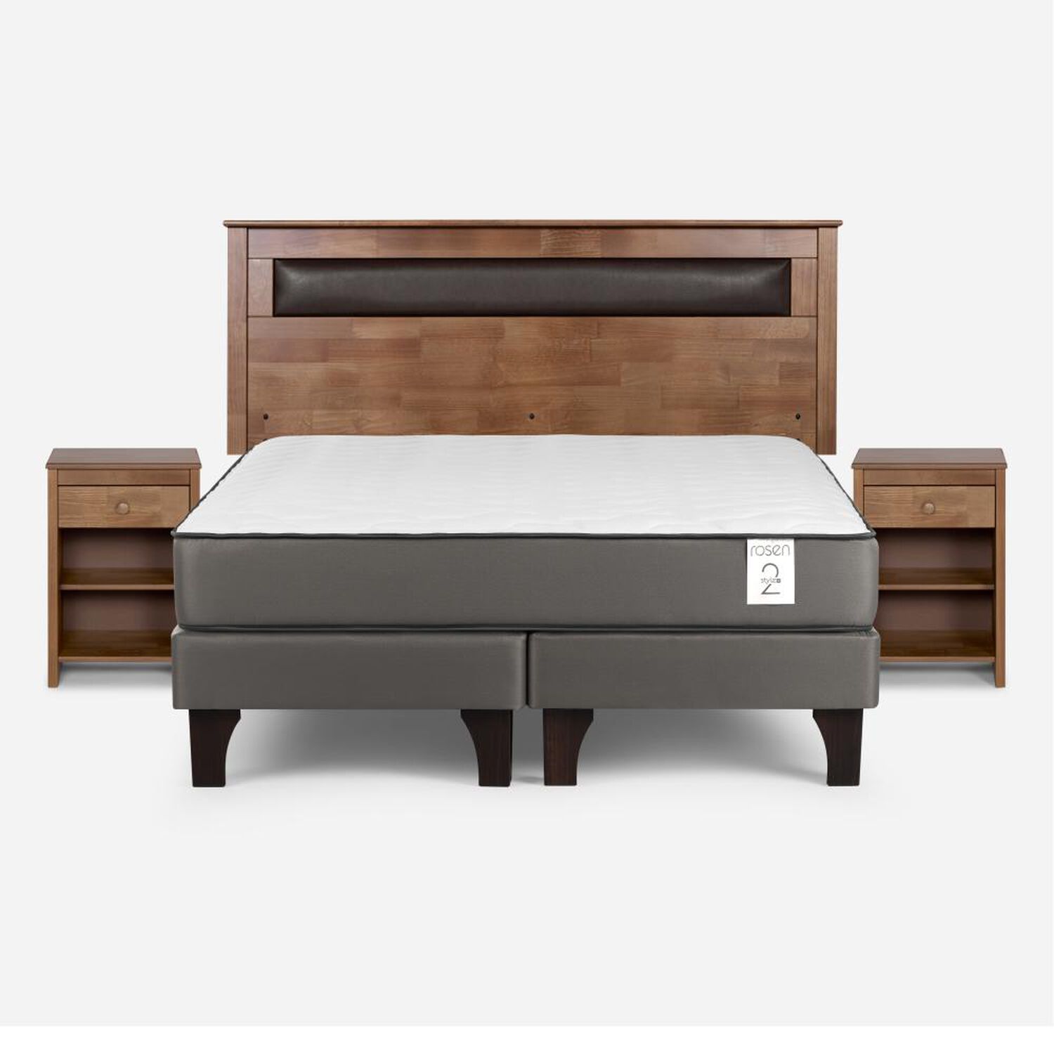 Cama Europea Rosen New Style 2 Plus / 2 Plazas / Base Dividida + Set De Maderas image number 0.0