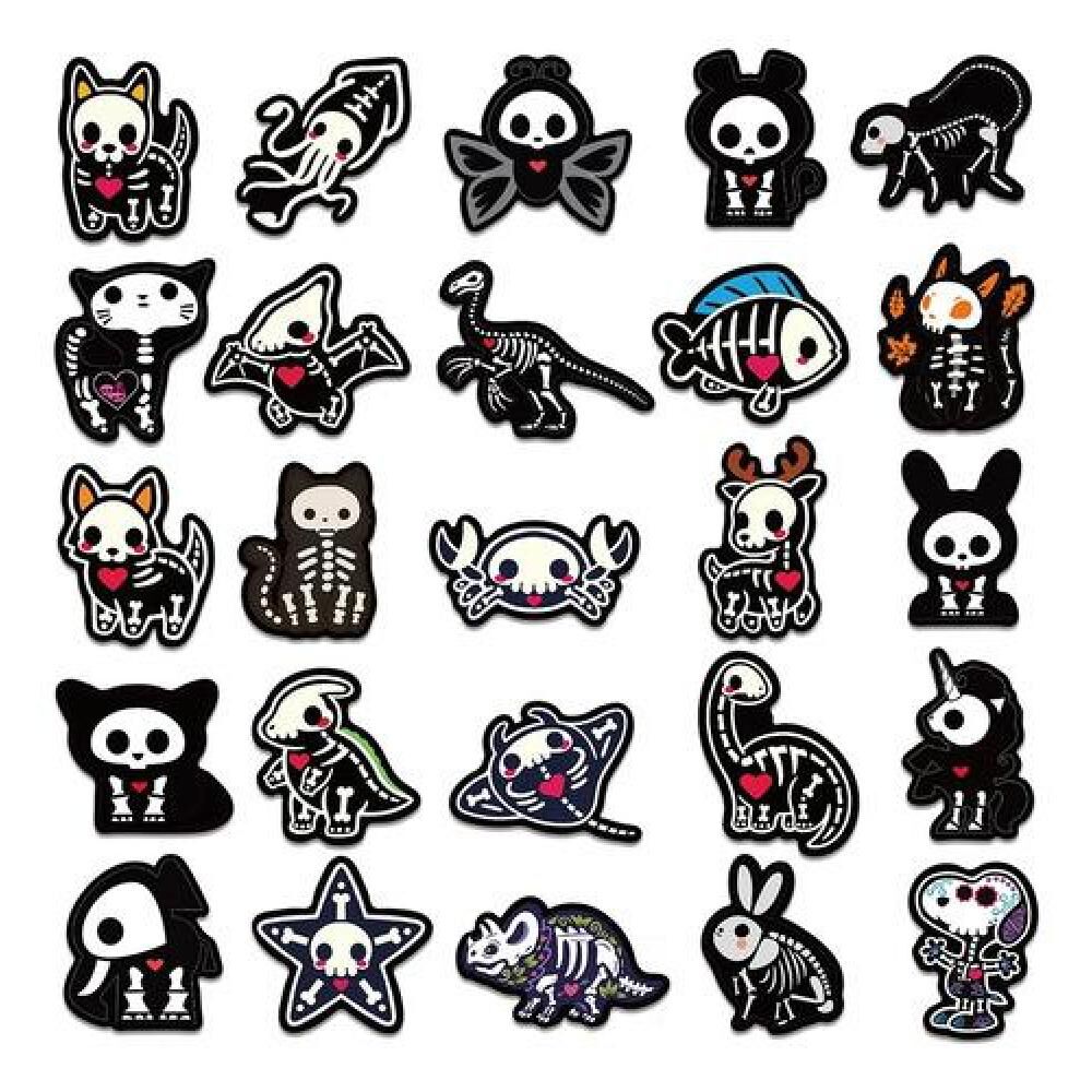 Set Stickers Calcomonias Animalitos Corazon Skull Black Love image number 3.0