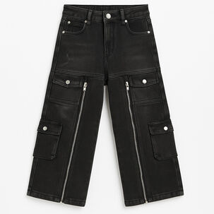 Pantalon Jeans Cargo Ni&ntilde;a Con Cierres Estilo Urbano