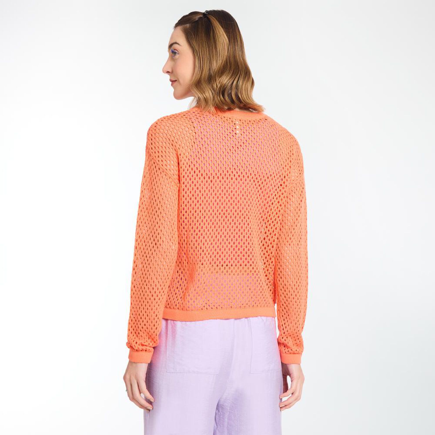 Sweater Crop Malla Manga Larga Cuello Redondo Mujer Freedom image number 3.0