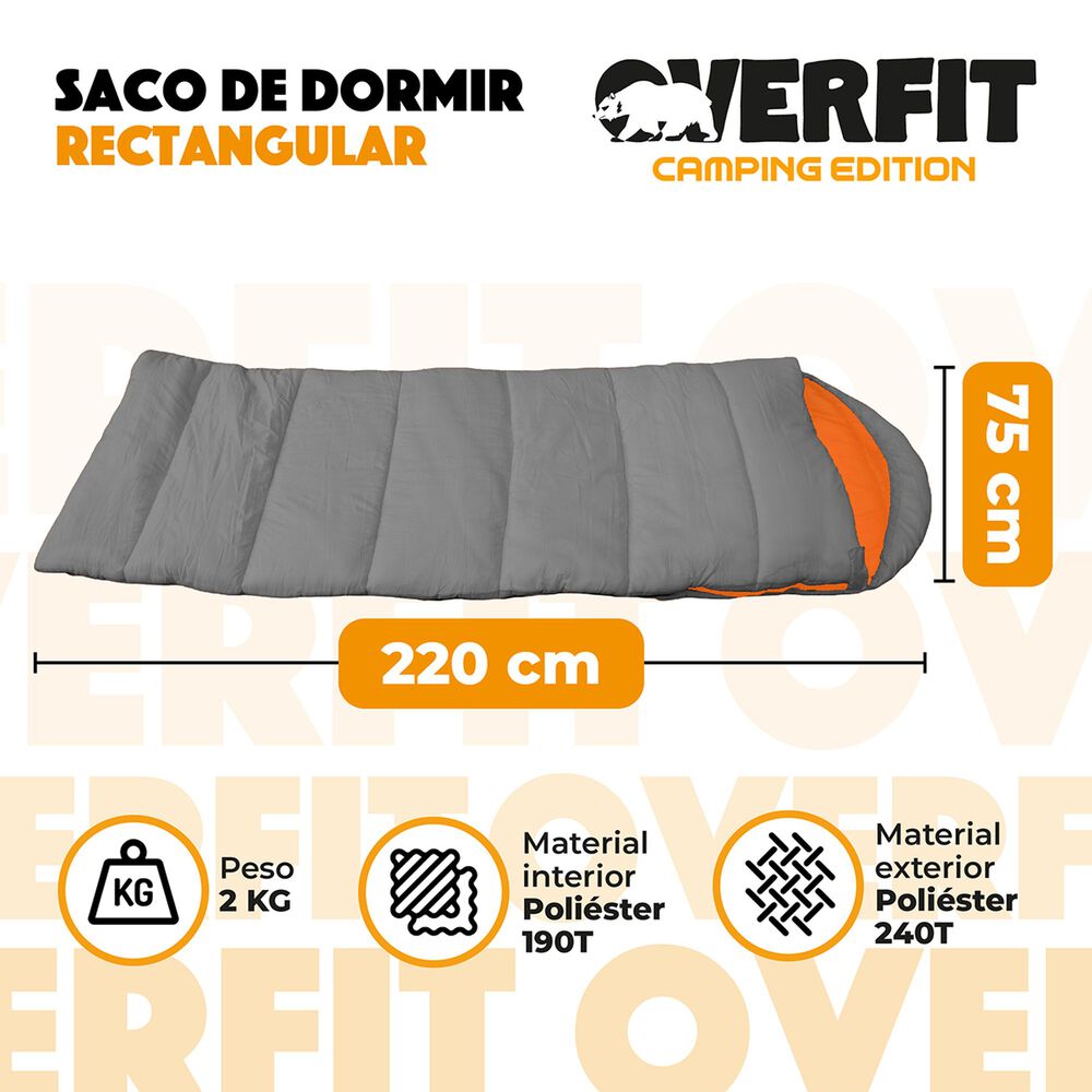 Saco De Dormir Termico 0 A 15 Grados Recto Overfit Camping image number 1.0
