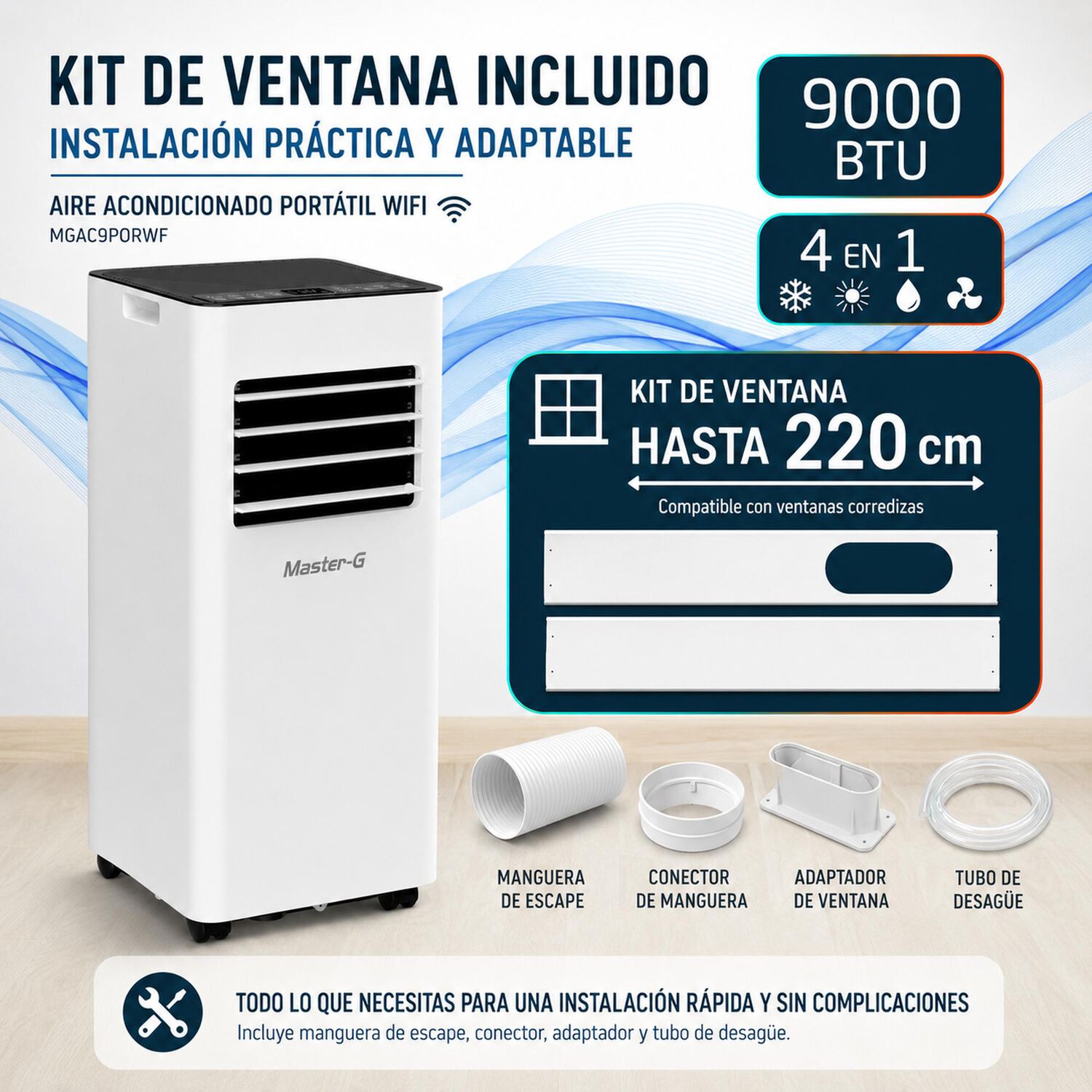 Aire Acondicionado Port&aacute;til Wifi 9000 Btu 4 En 1 Mgac9porwf image number 6.0