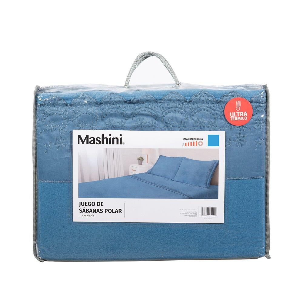 Sabana Polar Lisa Broderie 1.5 Plazas Azul image number 4.0