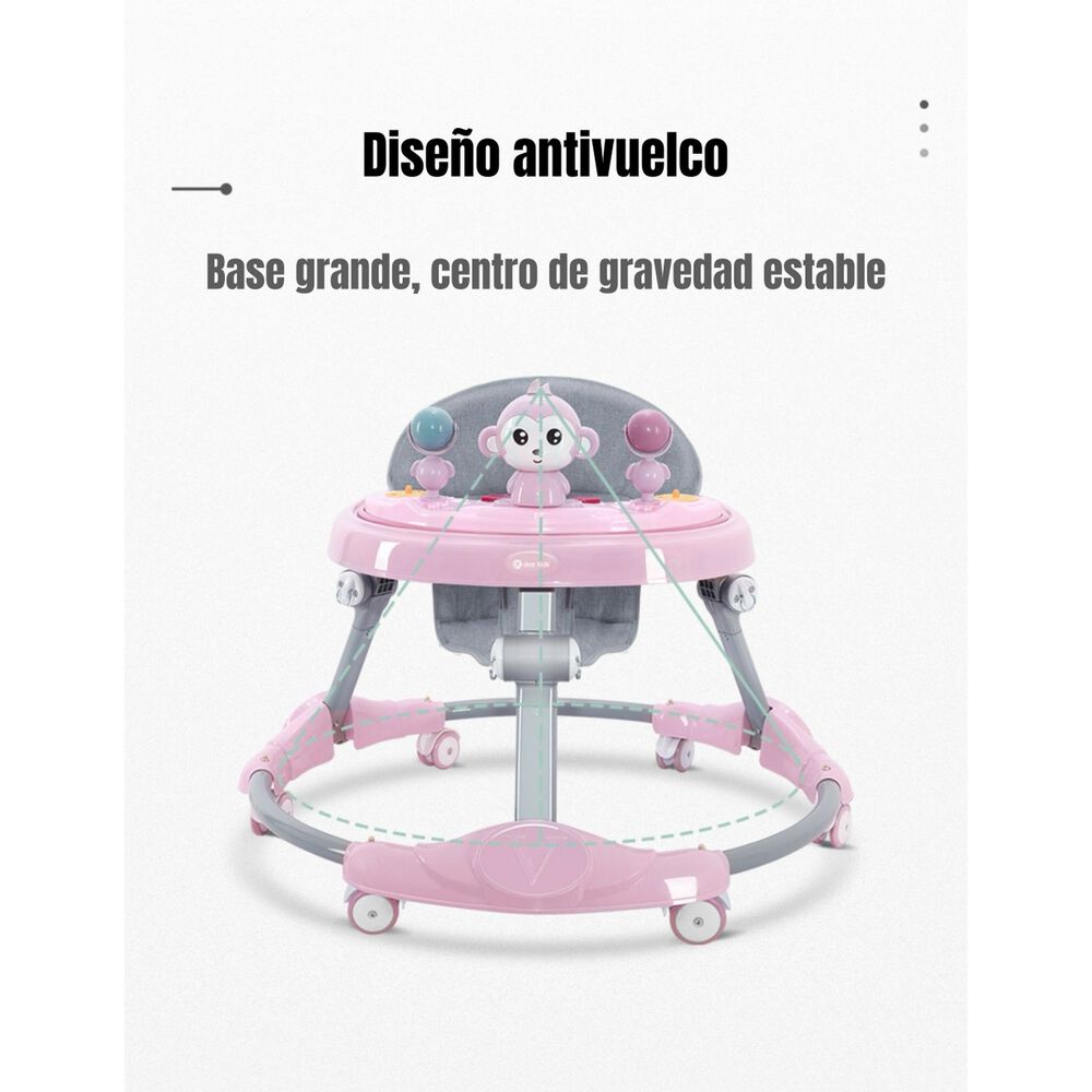 Andador Caminador Plegable Apoya Pies Bora Rosado Lubabycas image number 4.0