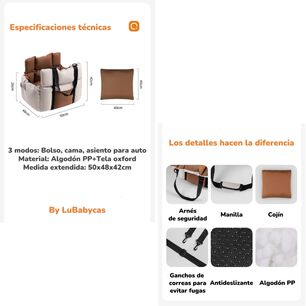 Bolso De Asiento Portatil Transportador 3 En 1 Mascota Auto