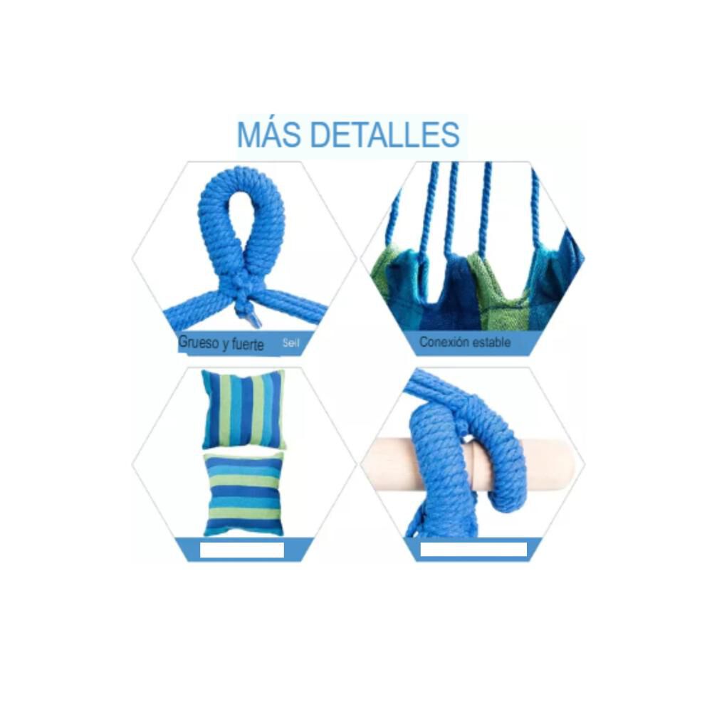 Silla Hamaca Colgante Con Cuerda + 2 Cojines Columpio Jard&iacute;n image number 8.0