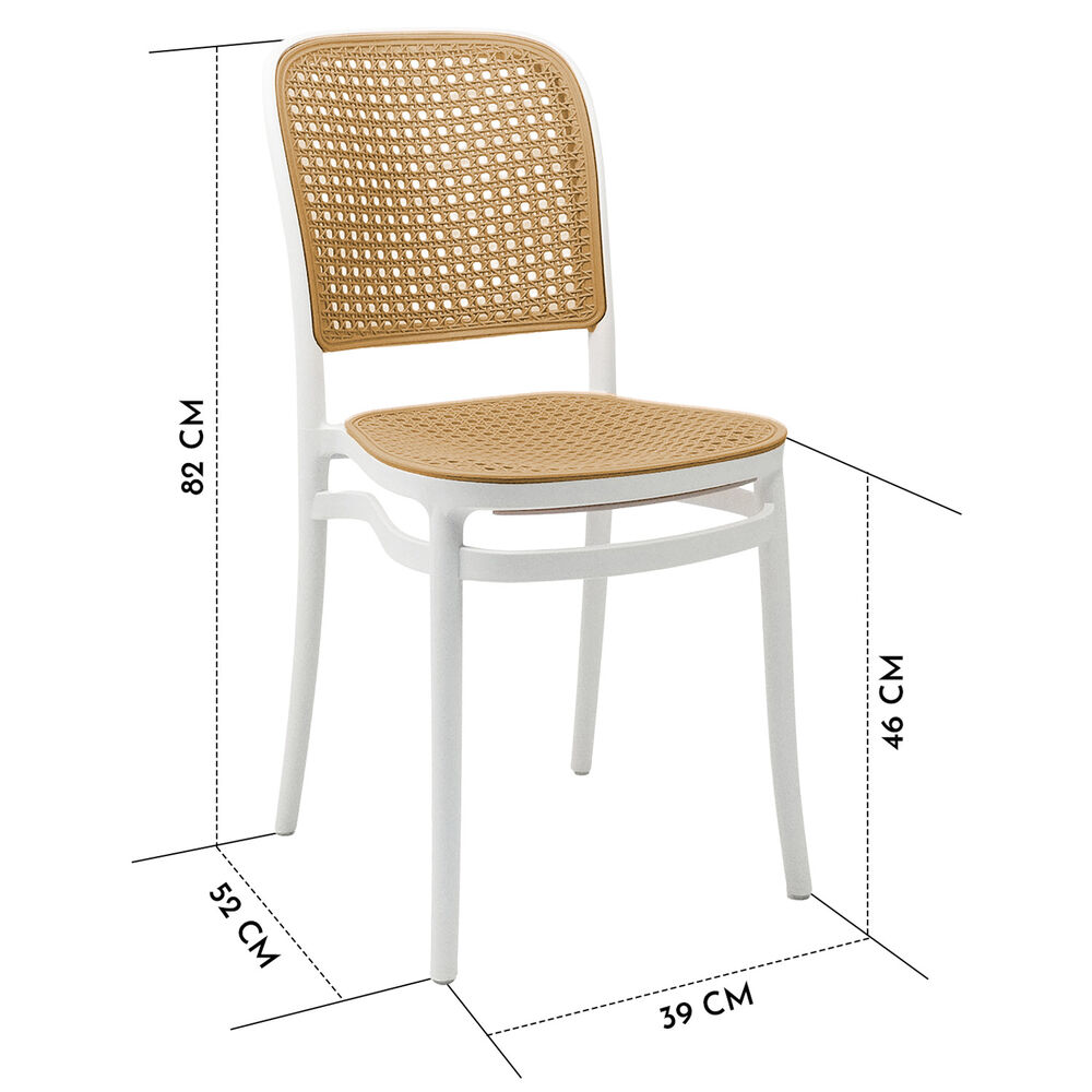 Pack 4 Sillas Terraza Plástica Cairo Blanca/beige image number 2.0
