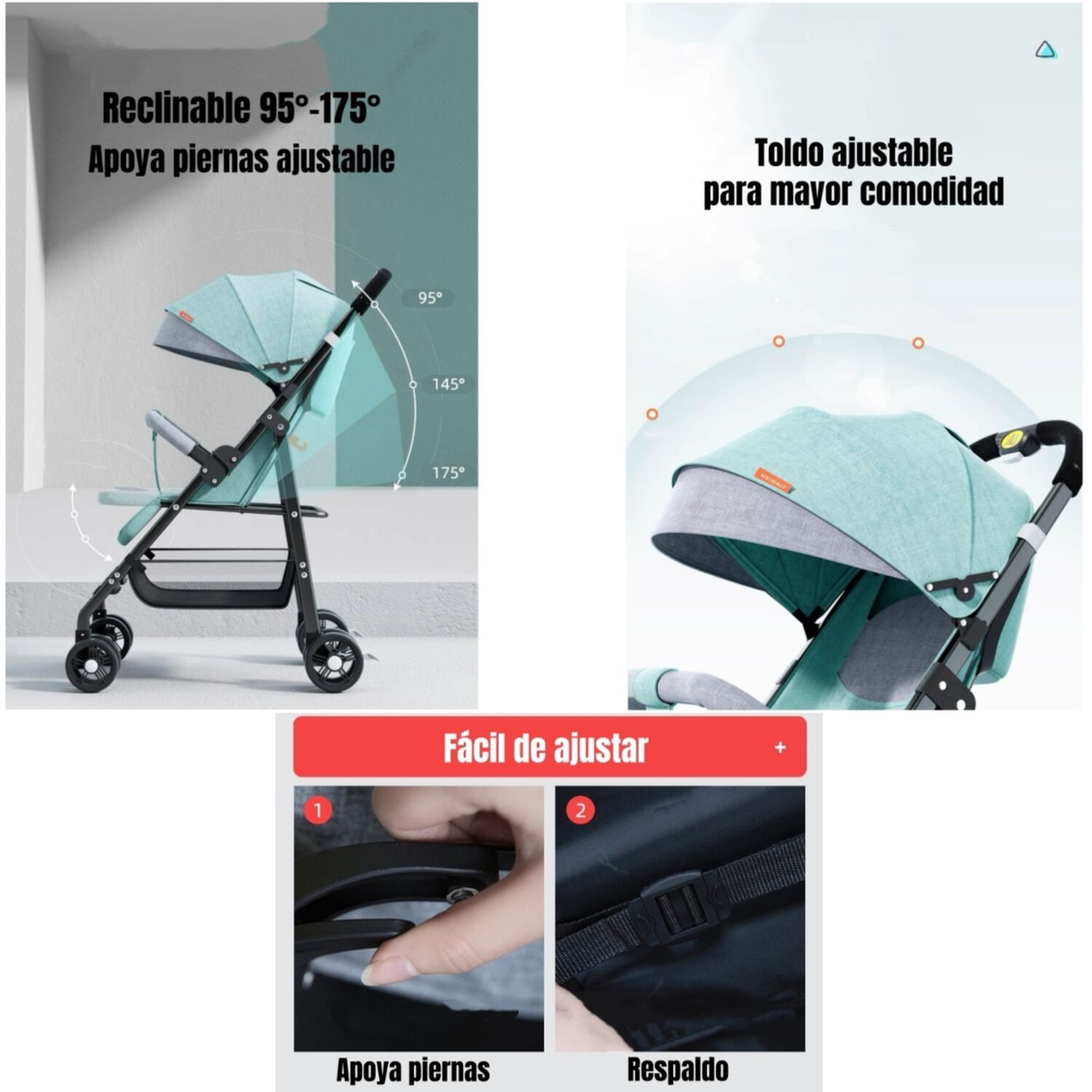 Coche De Paseo Reclinable Liviano Smart Negro Lubabycas image number 1.0