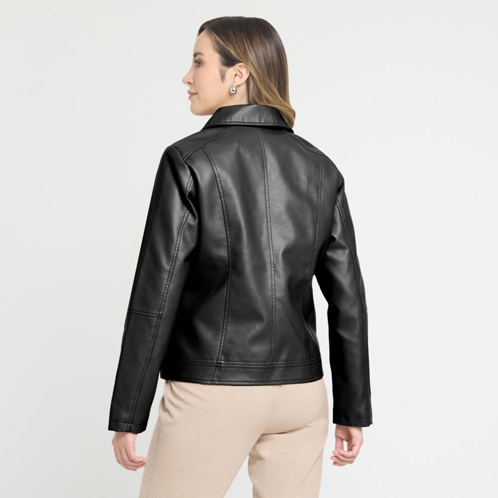 Chaqueta Ecocuero Básica Cuello Camisero Mujer Lesage image number 1.0