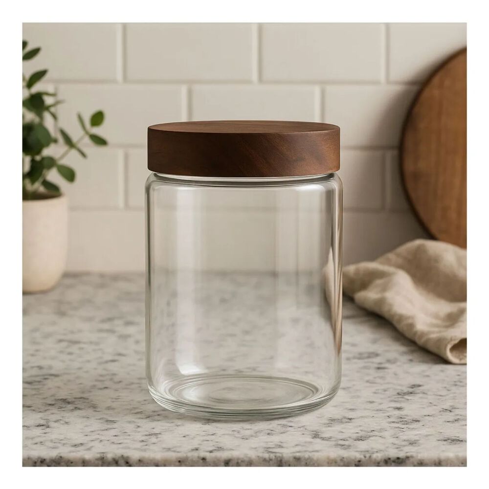 Set 2 Frascos Vidrio Con Tapa De Madera De 750ml Allegra image number 1.0