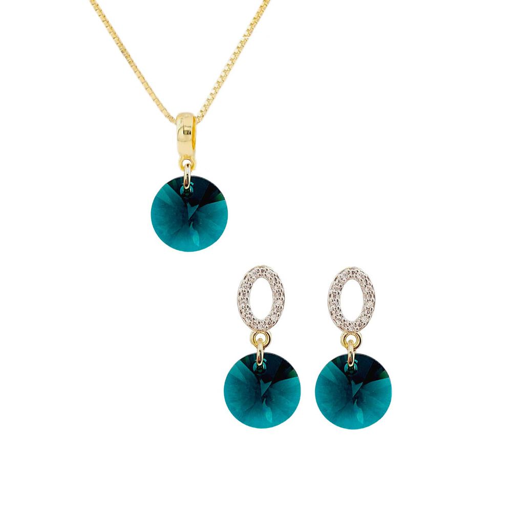 Conjunto Madrid Gold Cristales Genuinos Emerald. image number 0.0