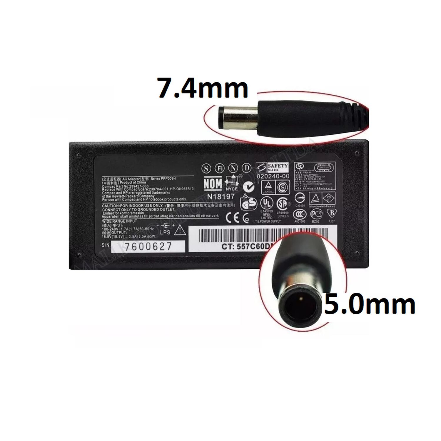Cargador Notebook Para Hp 18.5v/3.5a Punta Aguja Dbekc-104 image number 3.0
