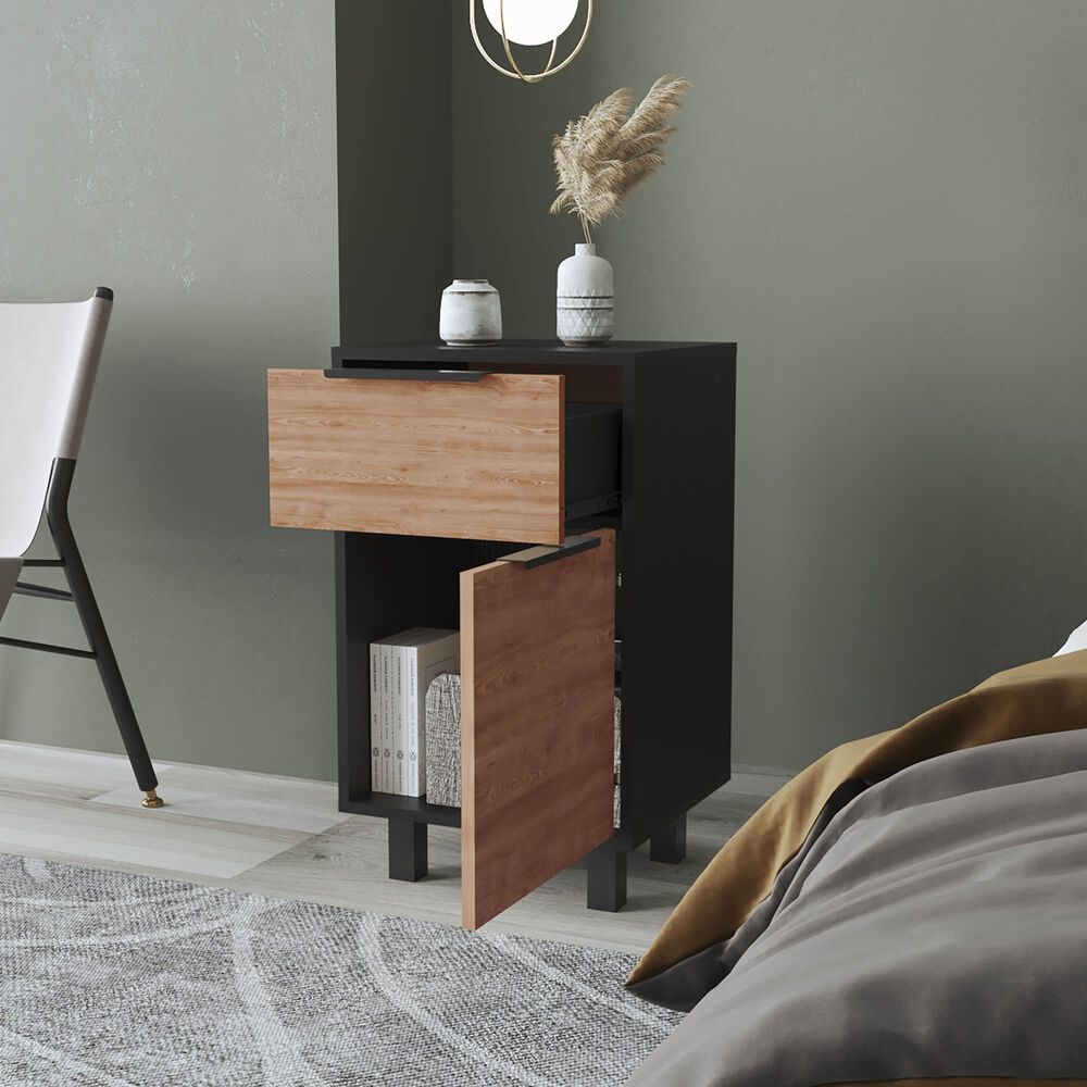 Velador 1 Caj&oacute;n 1 Puerta Fm-002n - Negro Y Caf&eacute; Claro image number 5.0