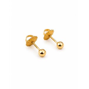 Aros Bolita 3mm N1 Oro 18k 0.50 Gr Beb&eacute; Hipoalerg&eacute;nico Dorado
