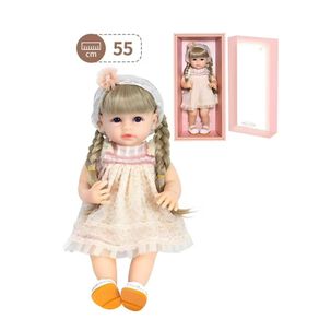 Juguete Bebe Realista 55cm Rubia Vestido Rosa Infantil