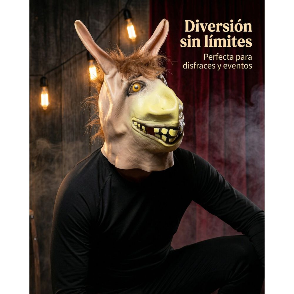 M&aacute;scara Burro Estilo Shrek Cabeza Completa Para Cosplay image number 1.0