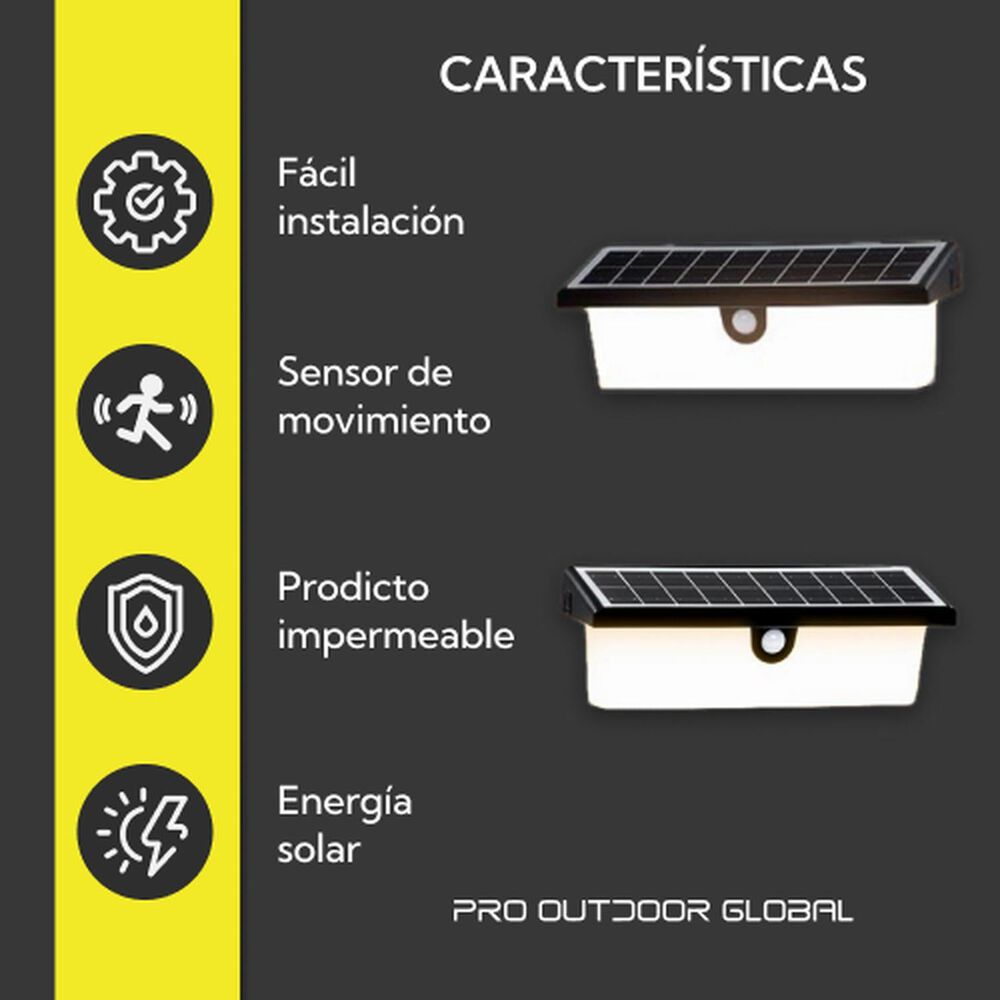 Pack 2 Aplique Solar Rectangular Contra Agua Con Sensor De Movimiento image number 4.0
