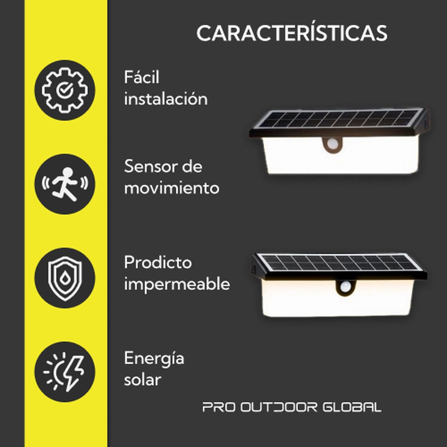 Pack 2 Aplique Solar Rectangular Contra Agua Con Sensor De Movimiento image number 4.0