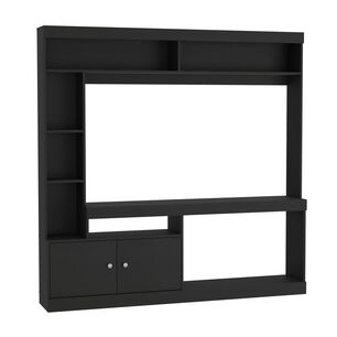 Estante Tv 55" Con 2 Puertas 7 Repisas Fm-003n - Negro