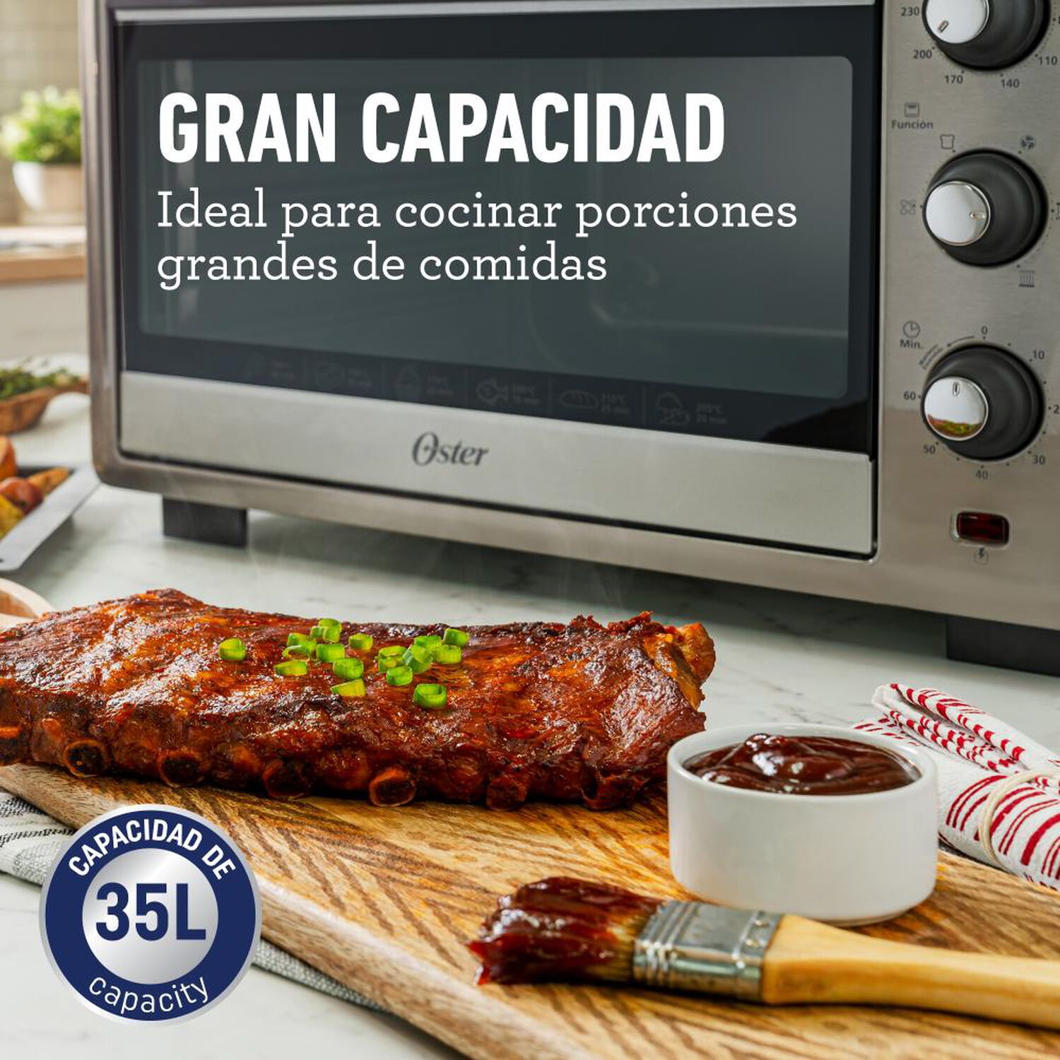 Horno El&eacute;ctrico con freidora de aire Oster TSSTTVLS35 / 35 Litros / 1500W image number 3.0