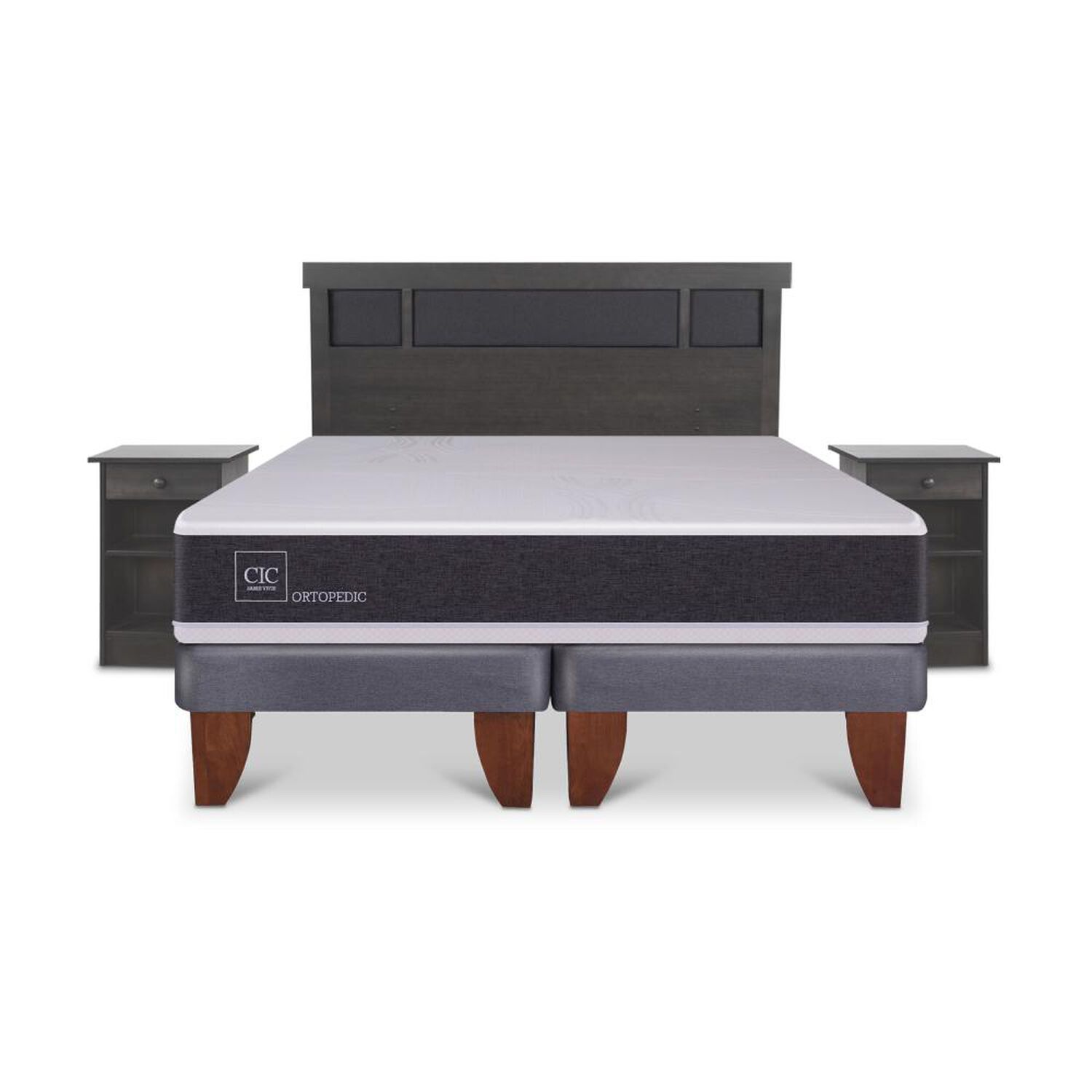 Cama Europea Cic Ortopedic / King / Base Dividida + Set De Maderas image number 0.0