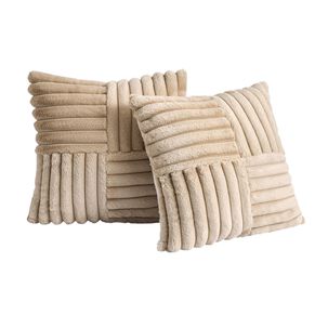 Pack De 02 Fundas De Coj&iacute;n Pelo De Conejo De Imitaci&oacute;n 45x45 Beige