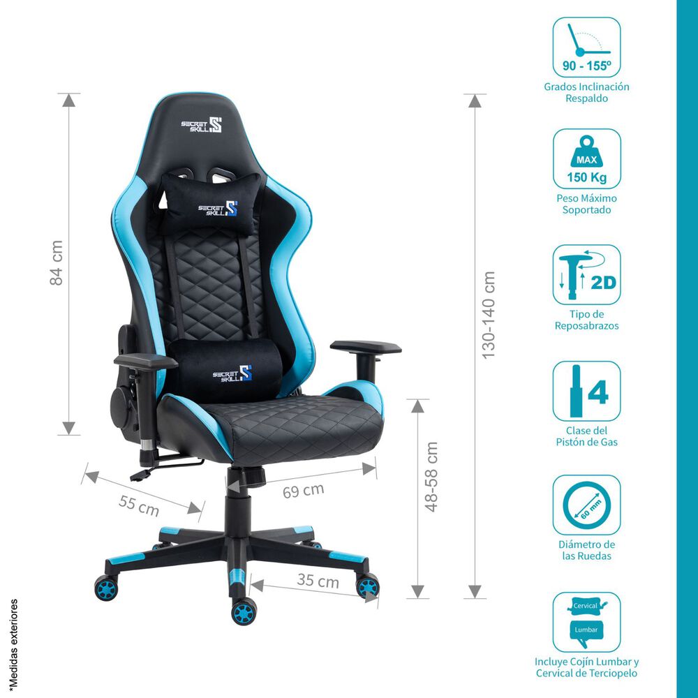 Silla Gamer Shotter Negro /azul image number 1.0