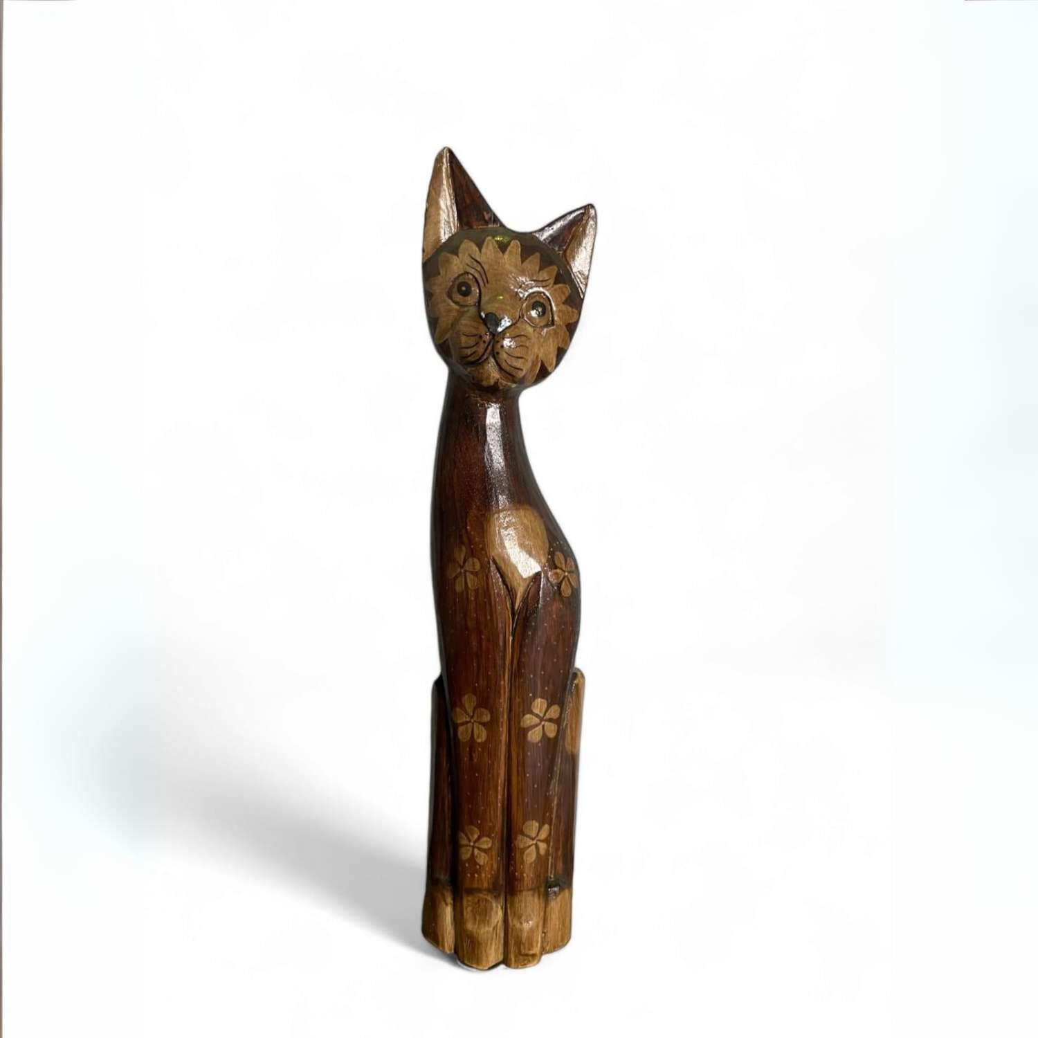 Gato Madera Artesanal 60 Cm Caf&eacute; Oscuro image number 0.0