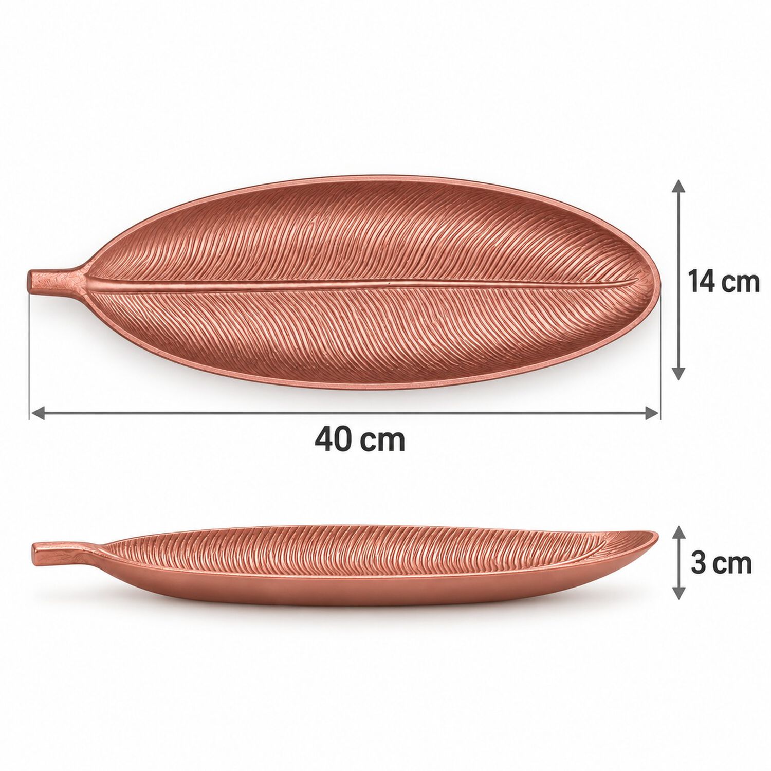 Bandeja Decorativa Forma De Hoja Estilo Moderno Organico 40 Cm Color Oro Rosa image number 7.0