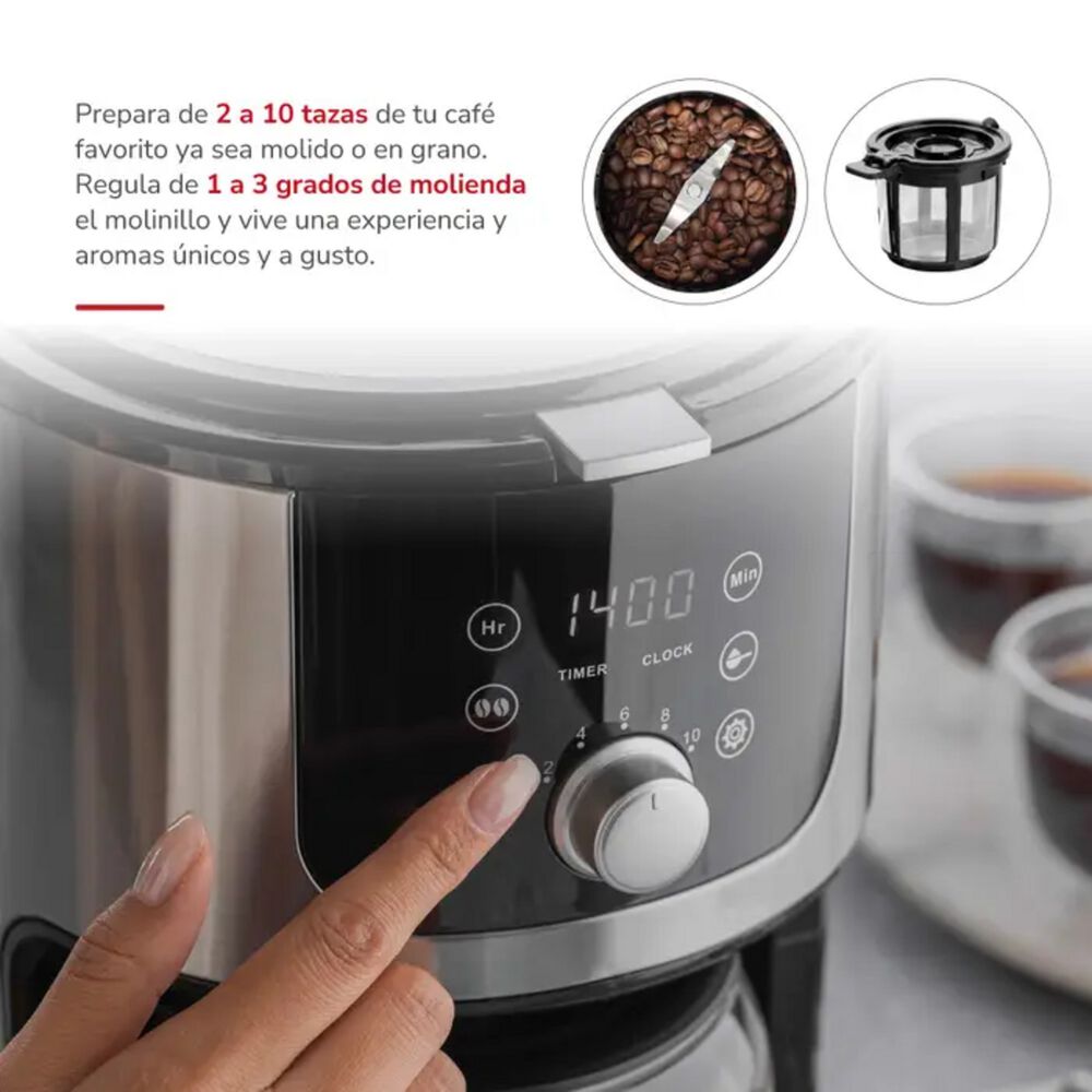 Cafetera 10 Tazas Molinillo Thomas Th-145dmi Mantiene Calor image number 6.0