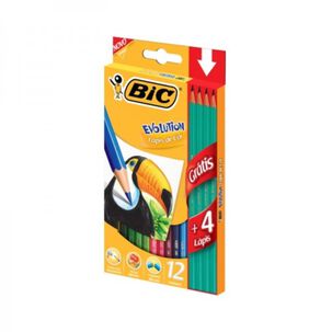 Pack X 4 Lápices De Colores Evolution 12 Unidades + 4 Lápices Grafito Bic