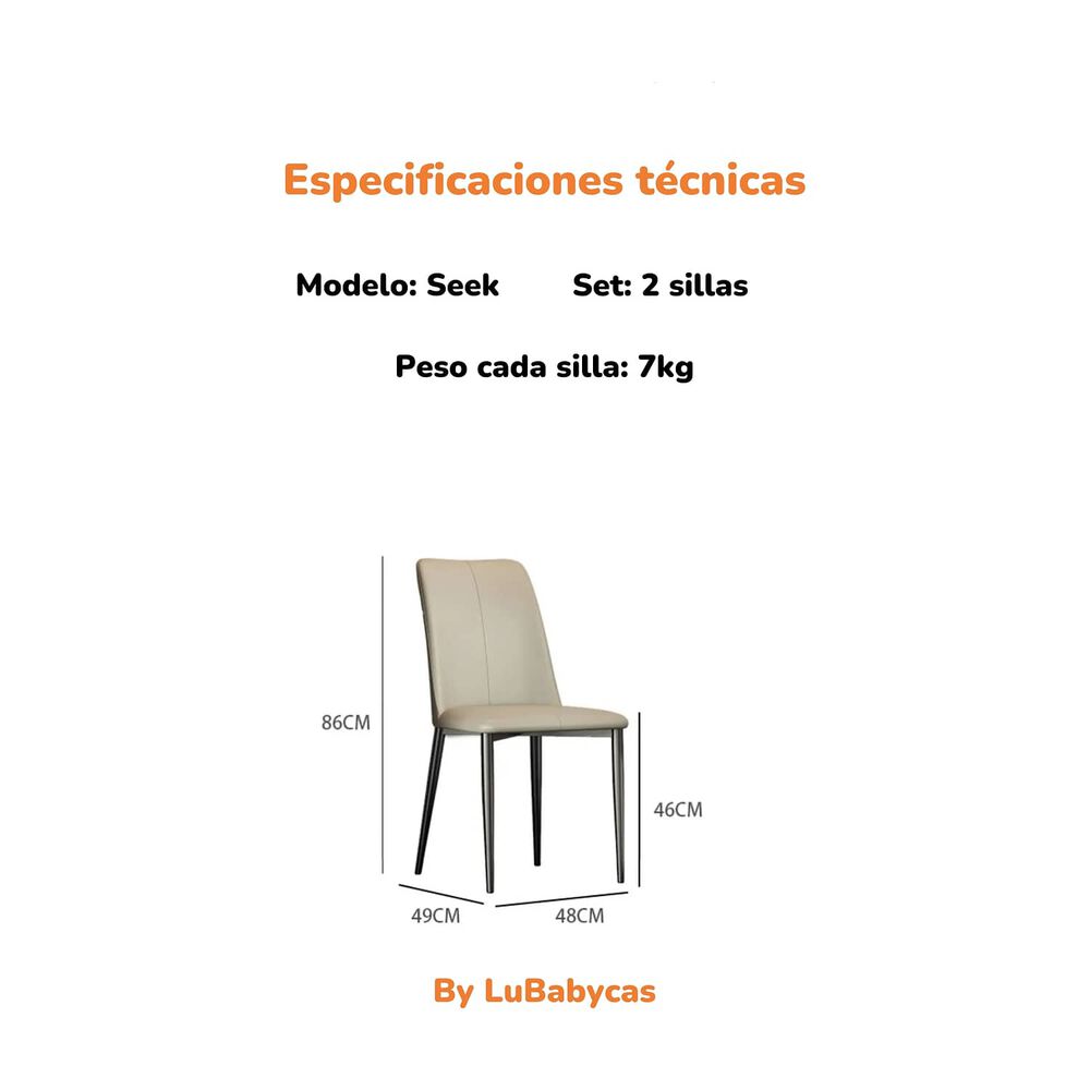 Pack 2 Sillas De Comedor Gris Seek By Lubabycas image number 6.0