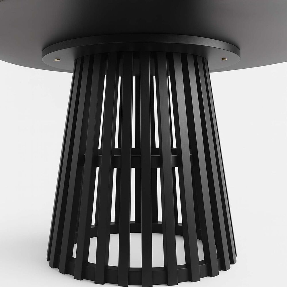 Mesa Redonda De Comedor 120 Cm Madera Natural Base Estilo Rejilla image number 4.0