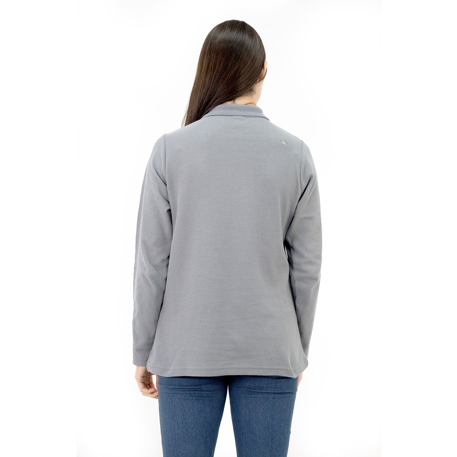 Polera Pique Quebec Manga Larga Gris Mujer image number 5.0