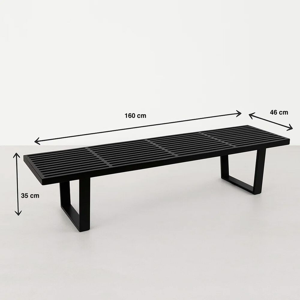 Banqueta De Madera Y Metal George Nelson 160cm - Negra image number 3.0